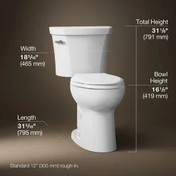 Two-piece elongated toilet, 1.28 gpf