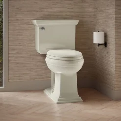 Two-piece elongated toilet, 1.28 gpf