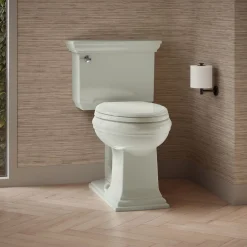 Two-piece elongated toilet, 1.28 gpf