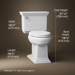 Two-piece elongated toilet, 1.28 gpf