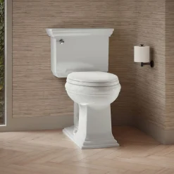 Two-piece elongated toilet, 1.28 gpf