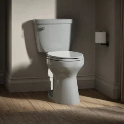 Two-piece elongated toilet, 1.28 gpf