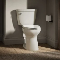 Two-piece elongated toilet, 1.28 gpf