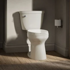 Two-piece elongated toilet, 1.28 gpf
