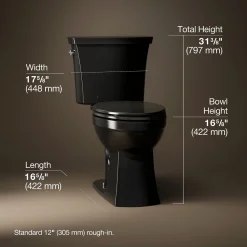 Two-piece elongated toilet, 1.28 gpf