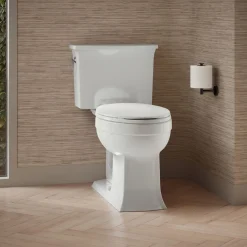 Two-piece elongated toilet, 1.28 gpf