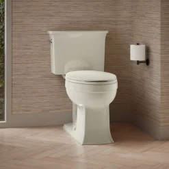 Two-piece elongated toilet, 1.28 gpf