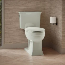 Two-piece elongated toilet, 1.28 gpf