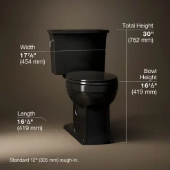Two-piece elongated toilet, 1.28 gpf