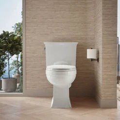 Two-piece elongated toilet, 1.28 gpf