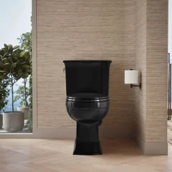 Two-piece elongated toilet, 1.28 gpf