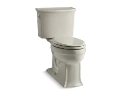Two-piece elongated toilet, 1.28 gpf
