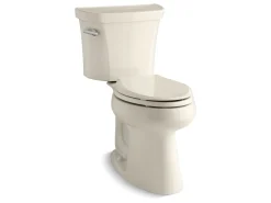 Two-piece elongated toilet, 1.28 gpf