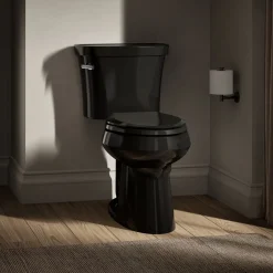 Two-piece elongated toilet, 1.28 gpf