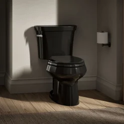 Two-piece elongated toilet, 1.28 gpf