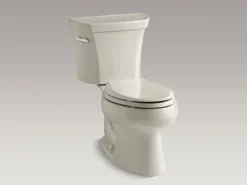 Two-piece elongated toilet, 1.28 gpf
