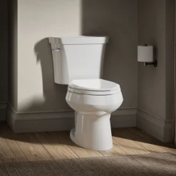 Two-piece elongated toilet, 1.28 gpf