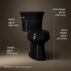 Two-piece elongated toilet, 1.28 gpf