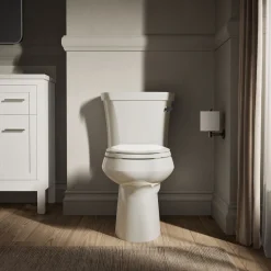 Two-piece elongated toilet, 1.28 gpf