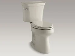 Two-piece elongated toilet, 1.28 gpf