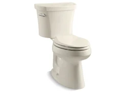 Two-piece elongated toilet, 1.28 gpf
