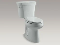 Two-piece elongated toilet, 1.28 gpf