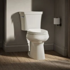 Two-piece elongated toilet, 1.28 gpf