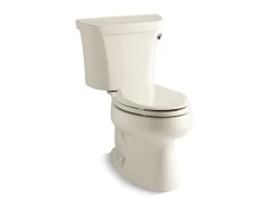 Two-piece elongated toilet, 1.28 gpf