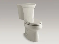 Two-piece elongated toilet, 1.28 gpf