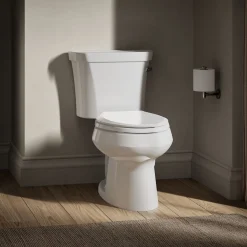 Two-piece elongated toilet, 1.28 gpf