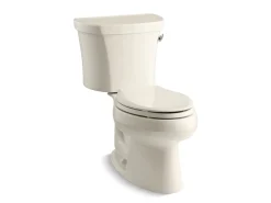 Two-piece elongated toilet, 1.28 gpf