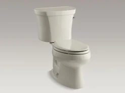 Two-piece elongated toilet, 1.28 gpf