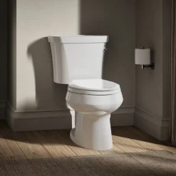 Two-piece elongated toilet, 1.28 gpf