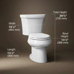 Two-piece elongated toilet, 1.28 gpf