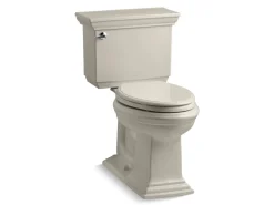 Two-piece elongated toilet, 1.28 gpf