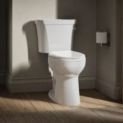 Two-piece elongated toilet, 1.28 gpf