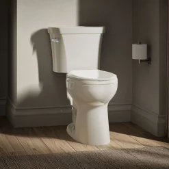 Two-piece elongated toilet, 1.28 gpf