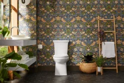 Two-piece elongated toilet with skirted trapway, 1.28 gpf