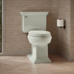Two-piece elongated toilet with concealed trapway, 1.28 gpf