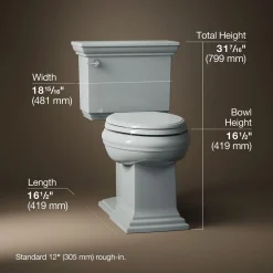 Two-piece elongated toilet with concealed trapway, 1.28 gpf
