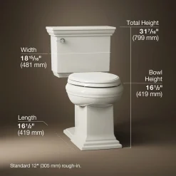 Two-piece elongated toilet with concealed trapway, 1.28 gpf