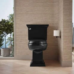 Two-piece elongated toilet with concealed trapway, 1.28 gpf