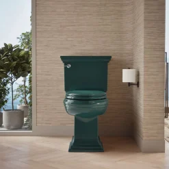Two-piece elongated toilet with concealed trapway, 1.28 gpf