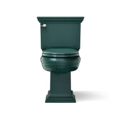 Two-piece elongated toilet with concealed trapway, 1.28 gpf