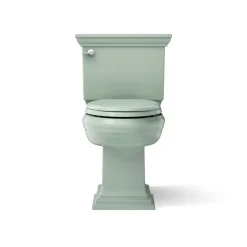 Two-piece elongated toilet with concealed trapway, 1.28 gpf
