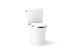 Two-piece elongated toilet with skirted trapway, 1.28 gpf