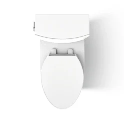 Two-piece elongated toilet with skirted trapway, 1.28 gpf