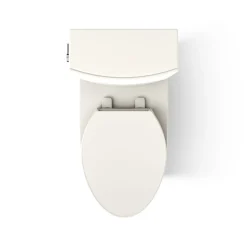 Two-piece elongated toilet with skirted trapway, 1.28 gpf