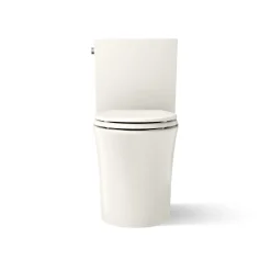 Two-piece elongated toilet with skirted trapway, 1.28 gpf
