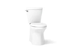 Two-piece elongated toilet with skirted trapway, 1.28 gpf